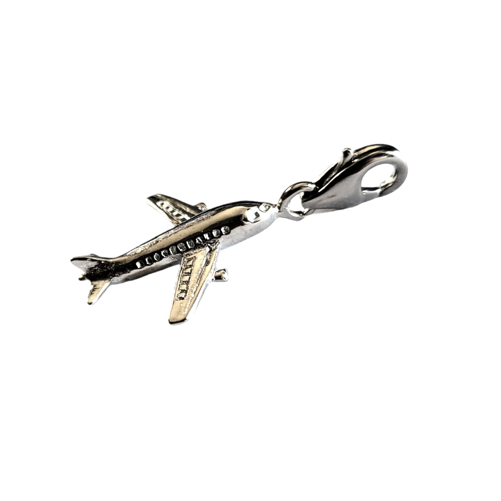 Sterling Silver 925 Plane Charm With Lobster Claw Clasp